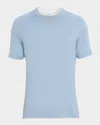 Brunello Cucinelli Cotton Jersey Crew Neck T-shirt With Faux-layering In Blue