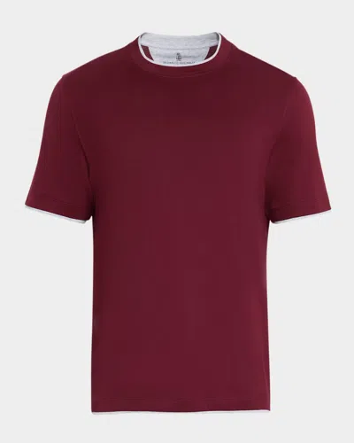 BRUNELLO CUCINELLI MEN'S SLIM FIT TIPPED T-SHIRT