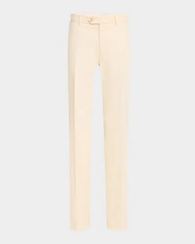 Brunello Cucinelli Men's Slim Flat-front Pants In Cream