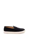 Brunello Cucinelli Suede Moccasin-style Sneakers With Diamond Cut Mask In Multicolor