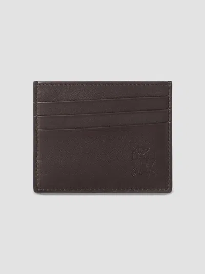 Brunello Cucinelli Men's Smooth Calfskin Card Holder In Brown