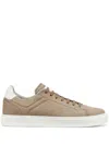 Brunello Cucinelli Suede Lace-up Sneakers In Beige