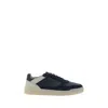 Brunello Cucinelli Slam Perforated Leather And Suede Sneakers In Blue