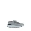 Brunello Cucinelli Men Low-top Cotton Knit And Leather Sneakers In Gray