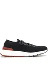 Brunello Cucinelli Men Sneakers With Mesh Panels In Black+black