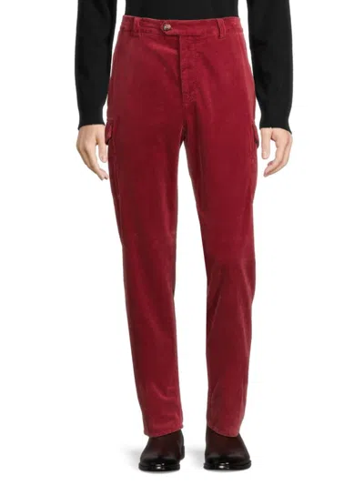 Brunello Cucinelli Men's Solid Corduroy Pants In Rosso