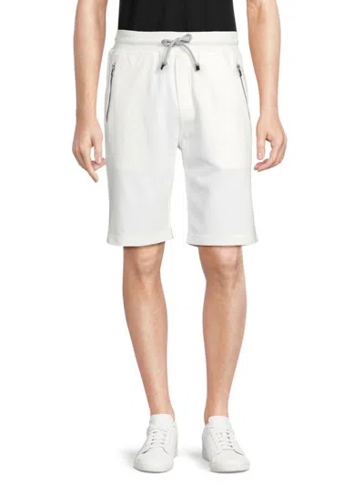 Brunello Cucinelli Men's Solid Drawstring Flat Front Shorts In Off White
