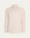 Brunello Cucinelli Men's Linen And Cotton Band Collar Button-down Shirt In Pink