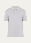 Brunello Cucinelli Men's Solid Pique Polo Shirt In Grey
