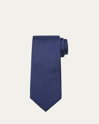 Brunello Cucinelli Men's Solid Silk-cotton Tie In Blue