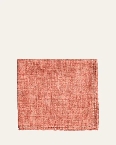 Brunello Cucinelli Men's Solid Silk Pocket Square In Red