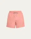 Brunello Cucinelli Men's Solid Swim Trunks In Grapefruit