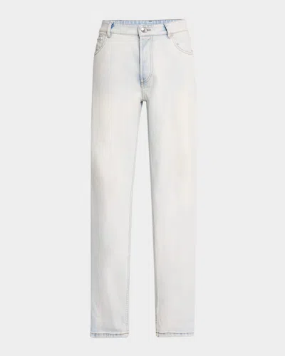 Brunello Cucinelli Men's Straight-fit Light Wash Jeans In Lightest Denim