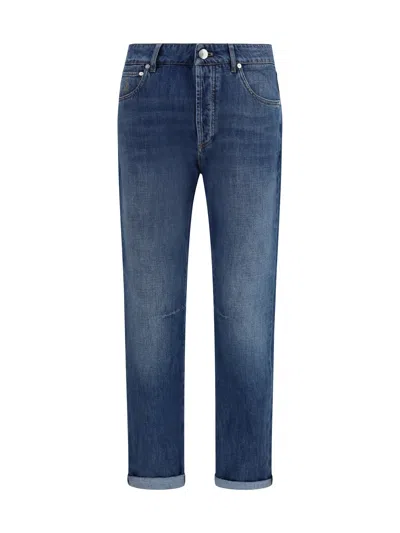 Brunello Cucinelli Men Straight Five-pocket Jeans In Cotton In Blue