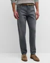 BRUNELLO CUCINELLI MEN'S STRAIGHT-LEG GREY DENIM 5-POCKET PANTS