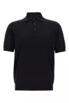 Brunello Cucinelli Black Polo Shirt In Cotton Short-sleeves With Bottons In Black
