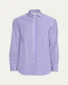 Brunello Cucinelli Men's Striped Basic-fit Shirt In Blue