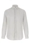 Brunello Cucinelli Striped Canvas Shirt Collar Button-down In White