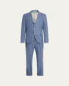 Brunello Cucinelli Linen Suit In Denim Blue