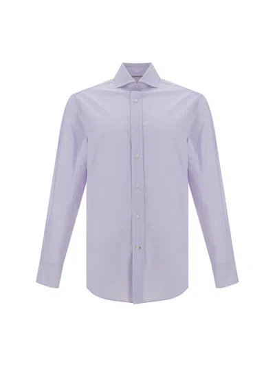 Brunello Cucinelli Men Striped Shirt In Blue