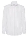 Brunello Cucinelli Men Striped Shirt In White