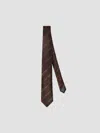 Brunello Cucinelli Striped Silk Tie In Brown
