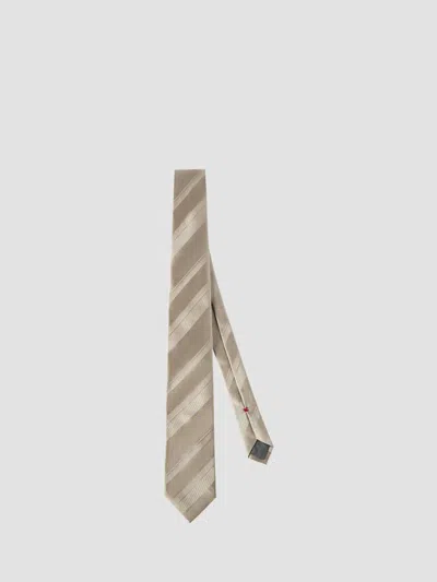 Brunello Cucinelli Striped Silk Tie In Multi