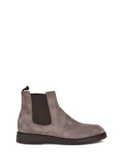 Brunello Cucinelli Men Suede Ankle Boots In Brown