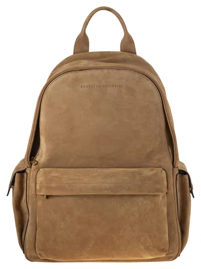 Brunello Cucinelli Men Suede Backpack