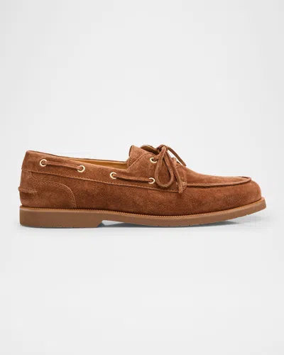 BRUNELLO CUCINELLI MEN'S SUEDE BOAT SHOES
