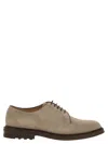 Brunello Cucinelli Suede Derby Shoes In Gray