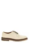 Brunello Cucinelli Suede Lace-up Shoe With Contrasting Midsole In Cream