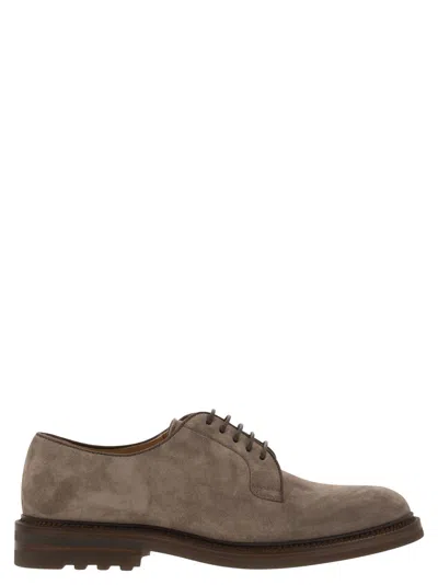 Brunello Cucinelli Men Suede Derby In Multi