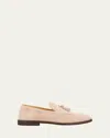 Brunello Cucinelli Men's Suede Flex-sole Tassel Loafers In Beige