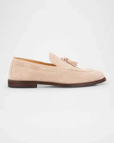 BRUNELLO CUCINELLI MEN'S SUEDE FLEX-SOLE TASSEL LOAFERS