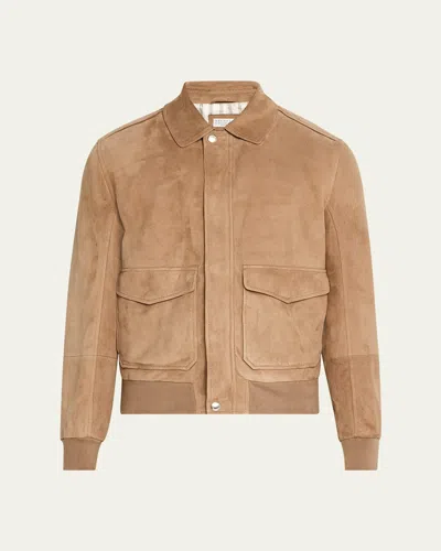 Brunello Cucinelli Men's Suede Full-zip Jacket In C2782 Jut