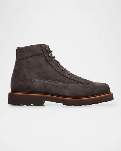 BRUNELLO CUCINELLI MEN'S SUEDE LACE-UP ANKLE BOOTS