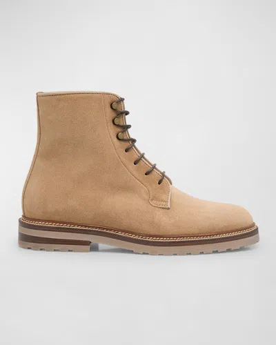 BRUNELLO CUCINELLI MEN'S SUEDE LACE-UP ANKLE BOOTS