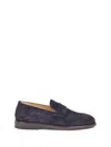 Brunello Cucinelli Mens Navy Flex Penny Suede Loafers