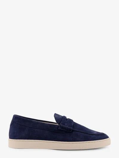 Brunello Cucinelli Navy Suede Loafers In Blue