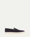 Brunello Cucinelli Blue Leather Loafers With Minimalist Design In Blue