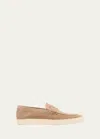 BRUNELLO CUCINELLI MEN'S SUEDE MOCCASIN PENNY LOAFERS