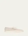Brunello Cucinelli Men's Hybrid Venetian Suede Slip-ons In Limestone