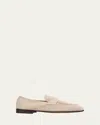 Brunello Cucinelli Men's Suede Penny Loafers In Beige