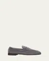 Brunello Cucinelli Suede Penny Loafers In Grey
