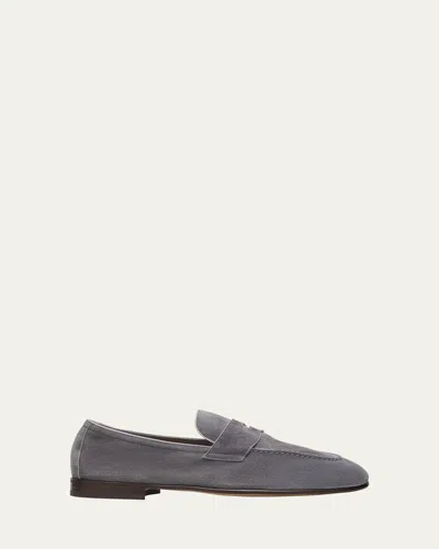 BRUNELLO CUCINELLI MEN'S SUEDE PENNY LOAFERS