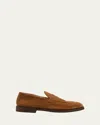 Brunello Cucinelli Men's Suede Penny Loafers In Medium Brown