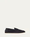 Brunello Cucinelli Men's Suede Rubber-sole Penny Loafers In Black