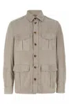 Brunello Cucinelli Suede Saharan Jacket Casual Jackets And Parka Gray