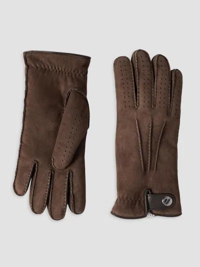 Brunello Cucinelli Men's Suede Shearling Gloves In Brown